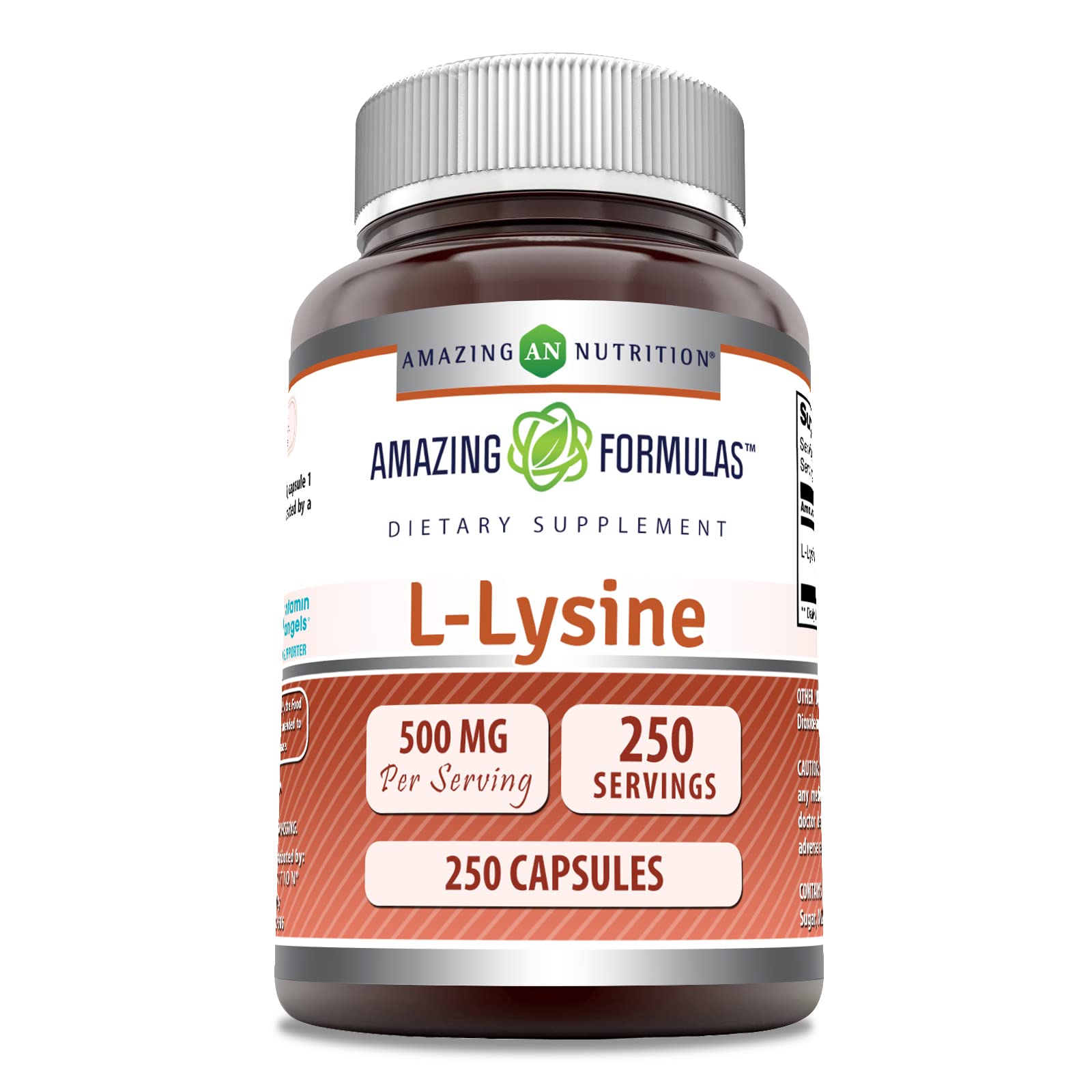 Amazing Nutrition L-Lysine 500mg supplement bottle front view