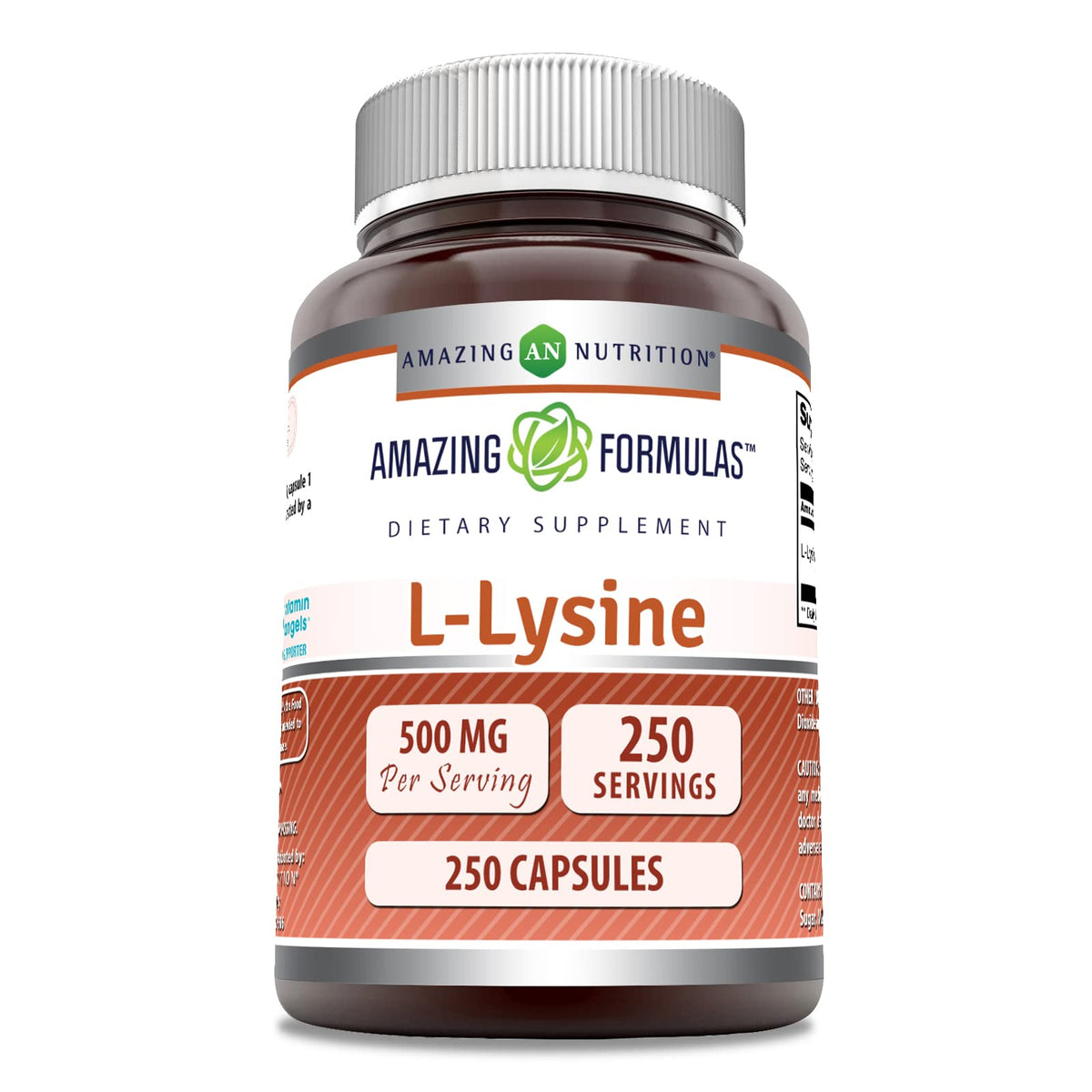 Amazing Nutrition L-Lysine 500mg supplement bottle front view