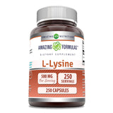 Amazing Nutrition L-Lysine 500mg supplement bottle front view