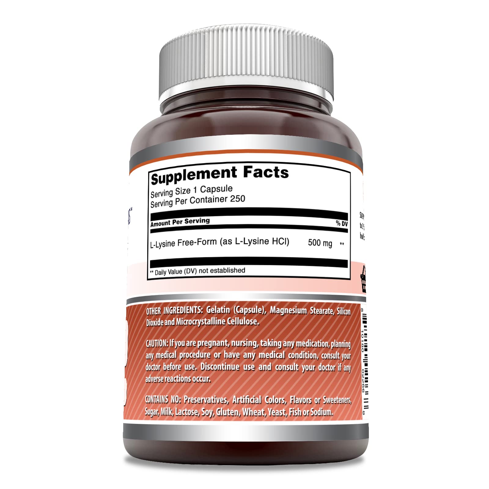 Amazing Nutrition L-Lysine supplement bottle side view