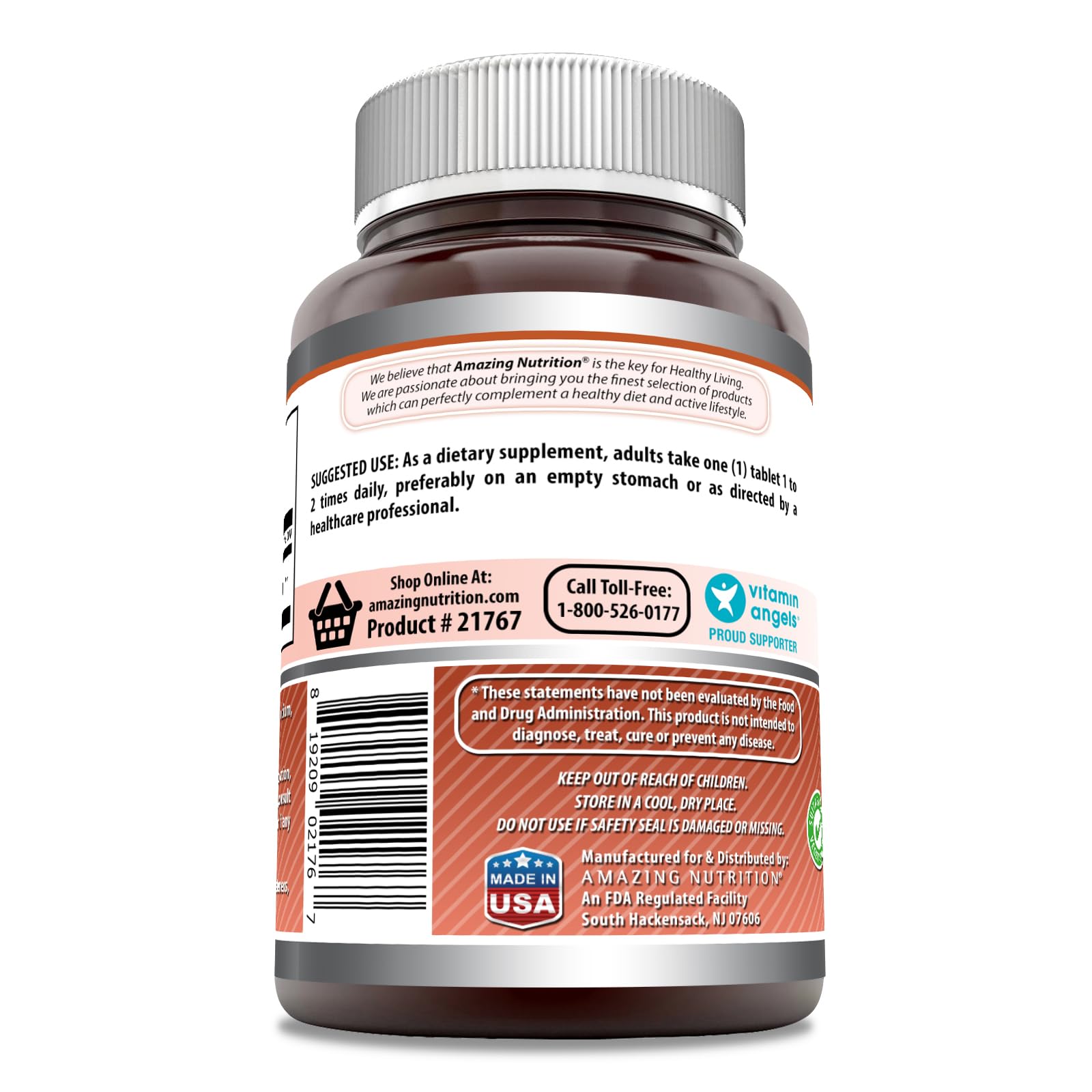 Amazing Nutrition L-Lysine Supplement ingredients list on packaging