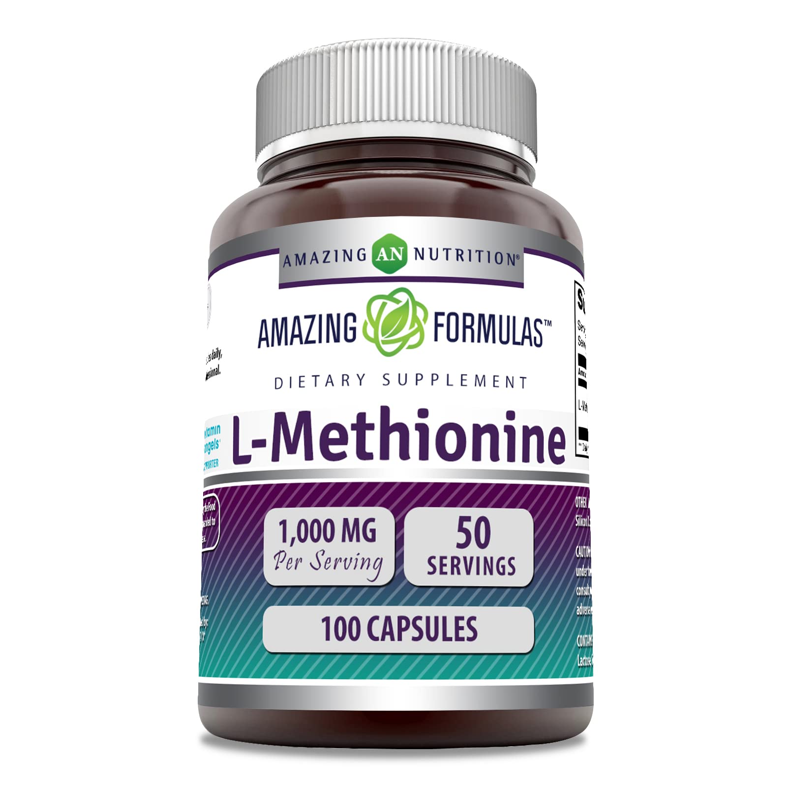 Amazing Nutrition L-Methionine 1000 Mg Supplement bottle front view