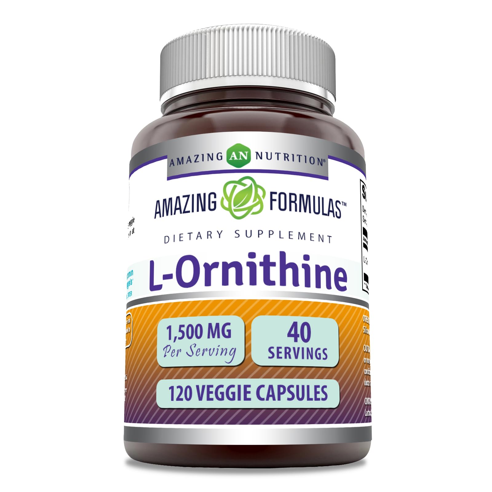 Amazing Nutrition L-Ornithine Supplement 1500mg bottle front view