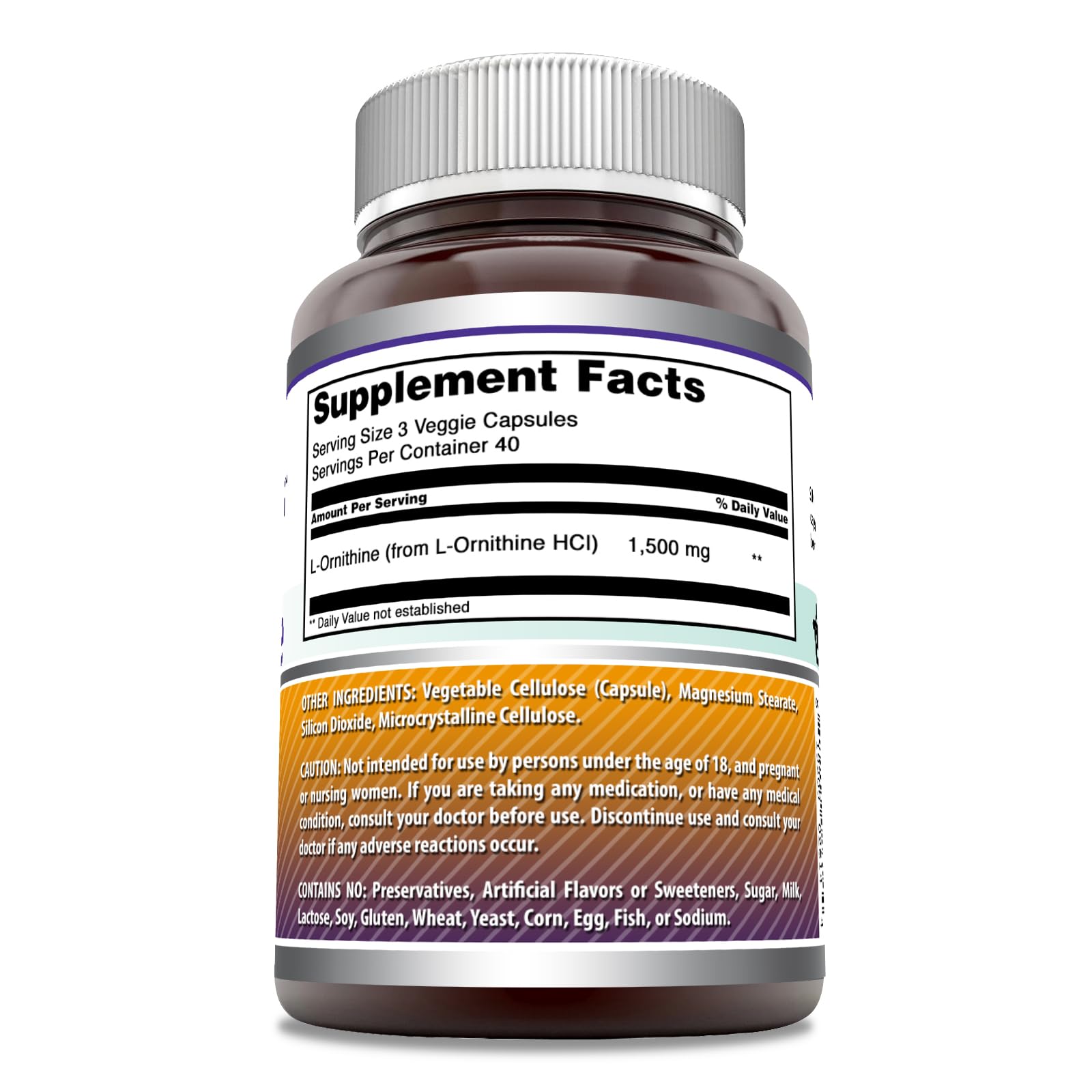 Amazing Nutrition L-Ornithine Supplement 1500mg capsules close-up