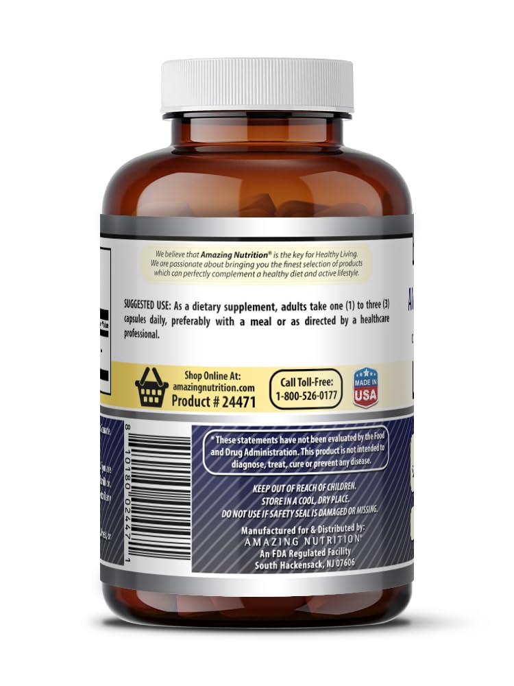 Amazing Nutrition L-Proline 1500 Mg Supplement back label