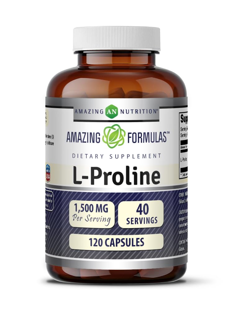 Amazing Nutrition L-Proline 1500 Mg Supplement bottle front view