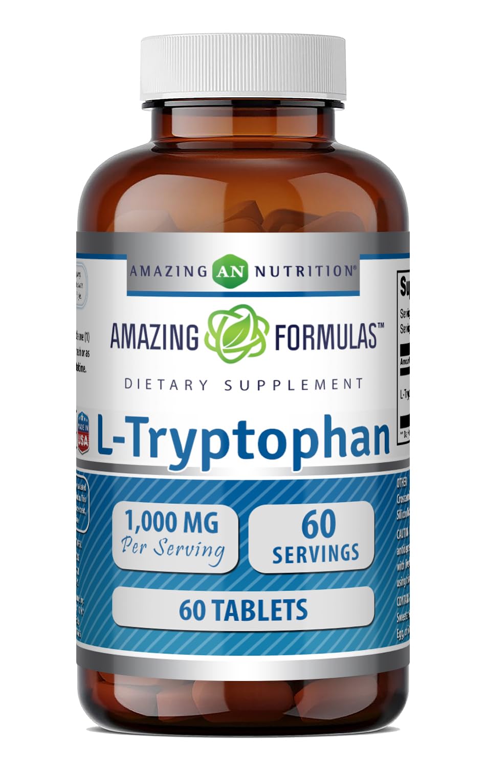 Amazing Nutrition L-Tryptophan 1000mg 60 Tablets front view