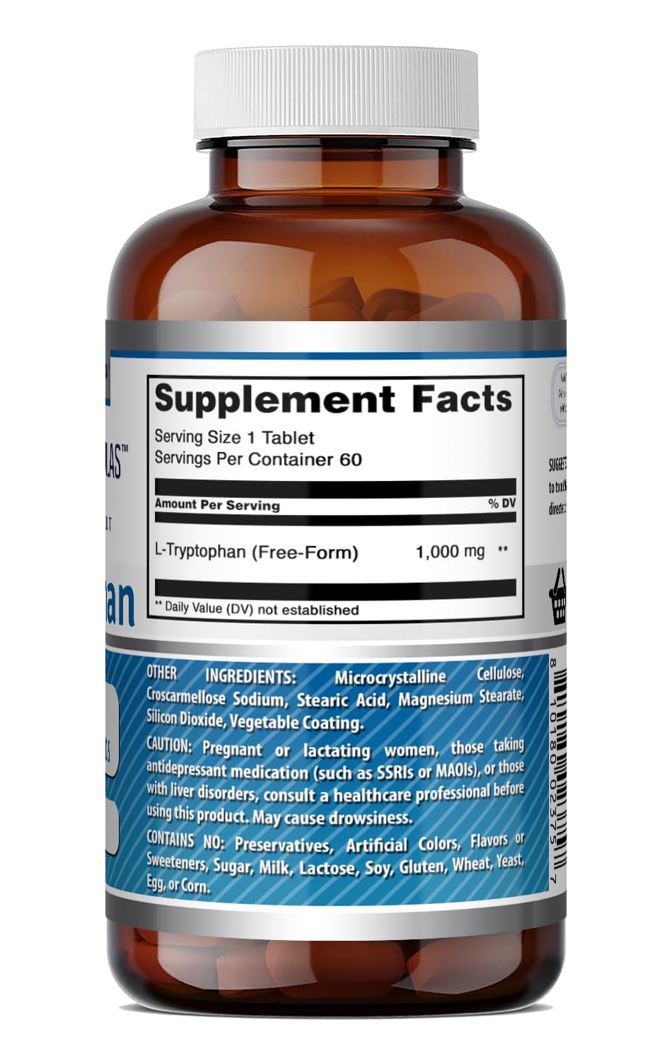 Amazing Nutrition L-Tryptophan 1000mg 60 Tablets ingredients list