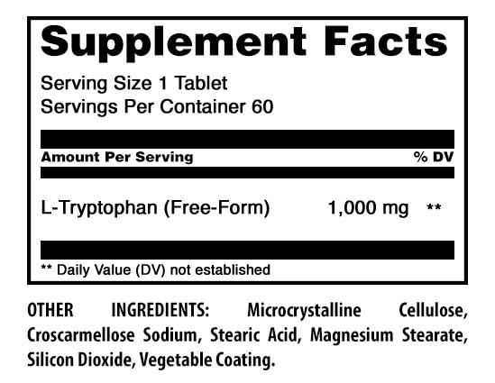 Amazing Nutrition L-Tryptophan 1000mg 60 Tablets side view