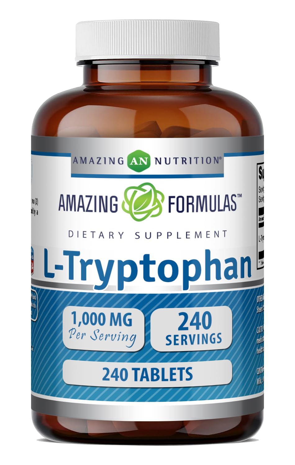 Amazing Nutrition L-Tryptophan 1000mg Tablets 240 Count front view