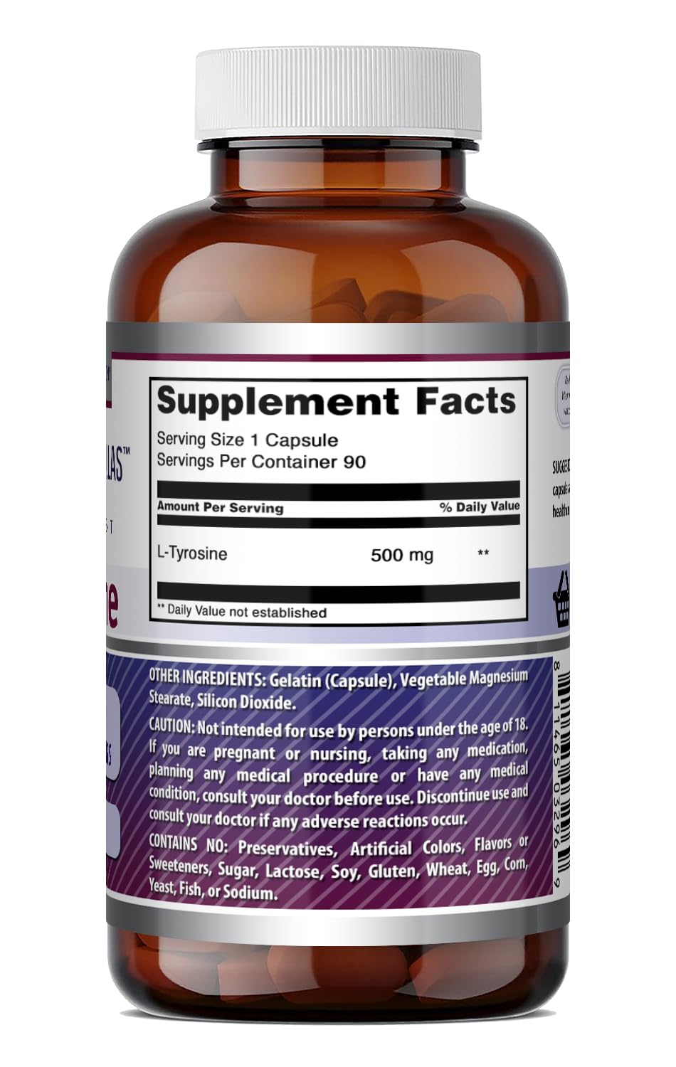 Amazing Nutrition L-Tyrosine 500 Mg Amino Acid Supplement on a wooden surface