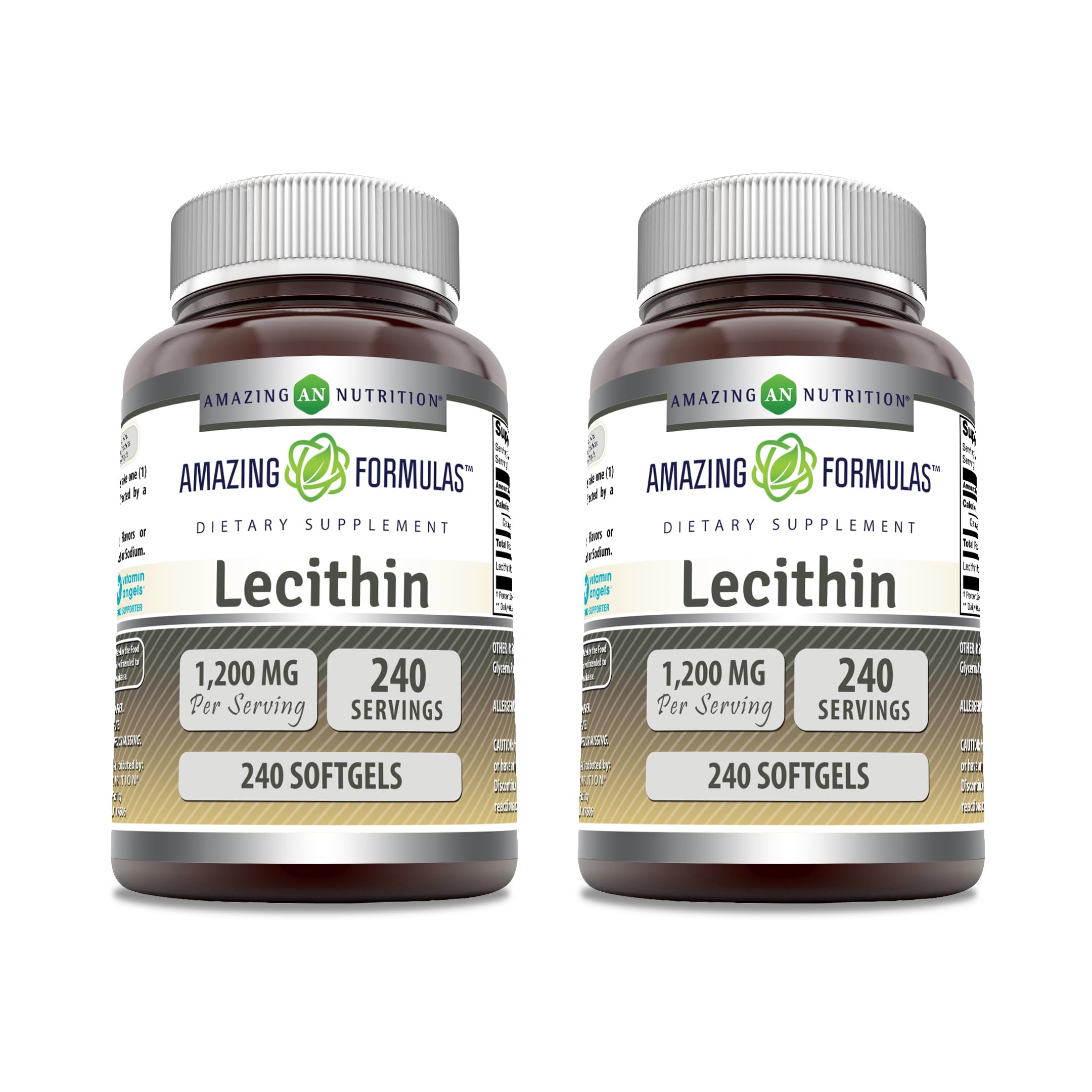 Amazing Nutrition Lecithin Supplement 1200mg softgel bottle front view