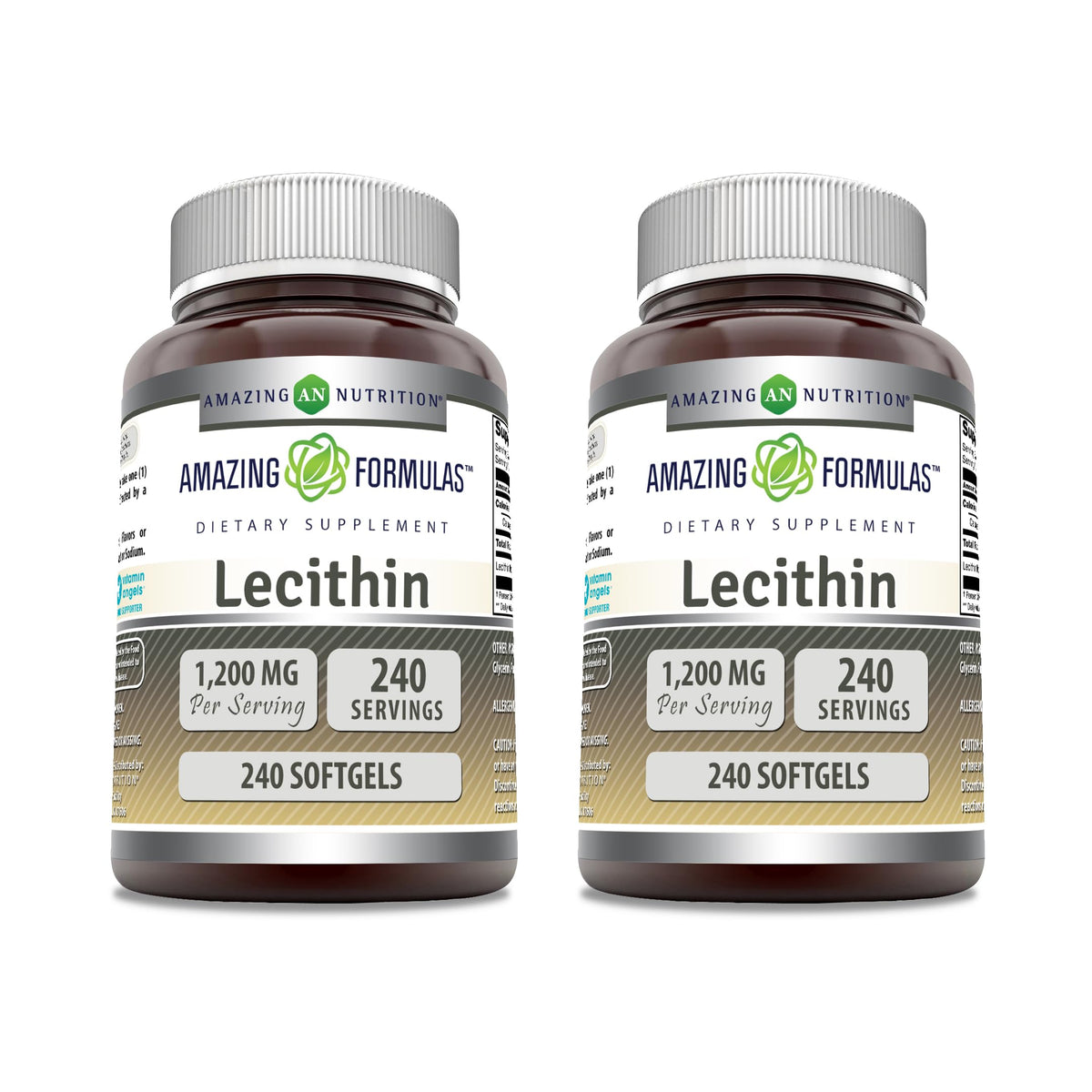 Amazing Nutrition Lecithin Supplement 1200mg softgel bottle front view
