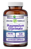 Amazing Nutrition Magnesium Glycinate 500mg 120 Veggie Capsules front view