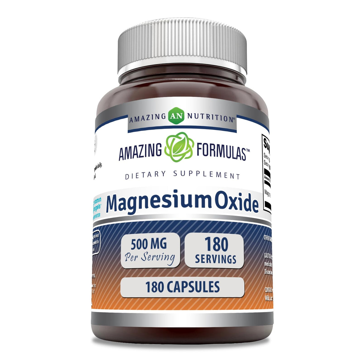 Amazing Nutrition Magnesium Oxide 500mg Supplement front view