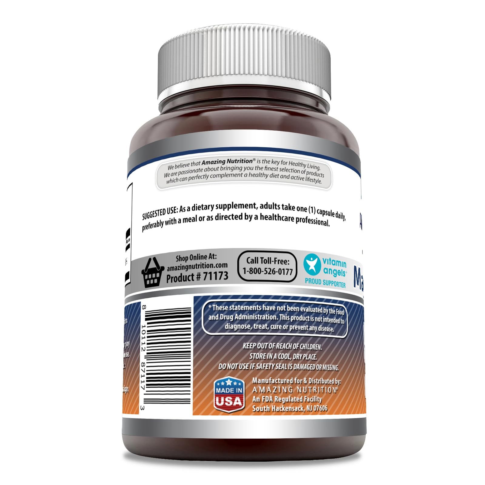 Amazing Nutrition Magnesium Oxide 500mg Supplement packaging side view