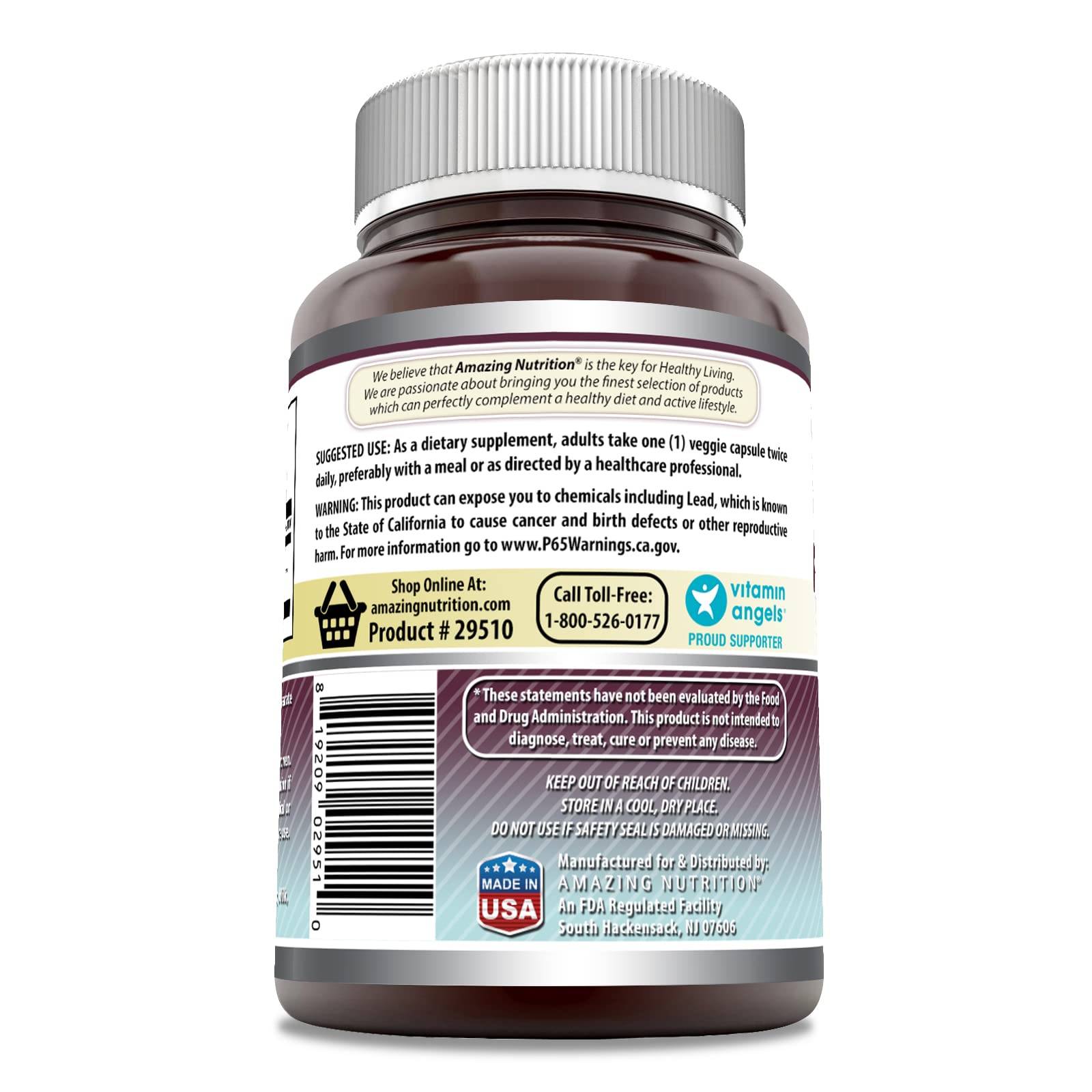 Amazing Nutrition Marshmallow Root Supplement bottle side view