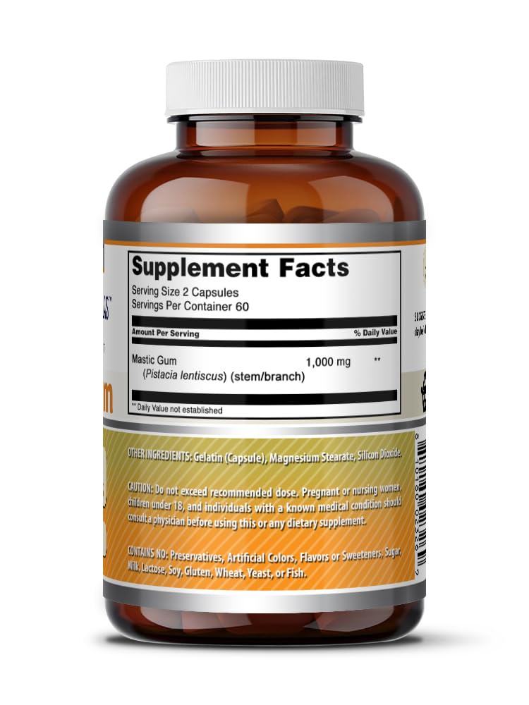 Amazing Nutrition Mastic Gum Supplement 1000 mg 120 capsules side view