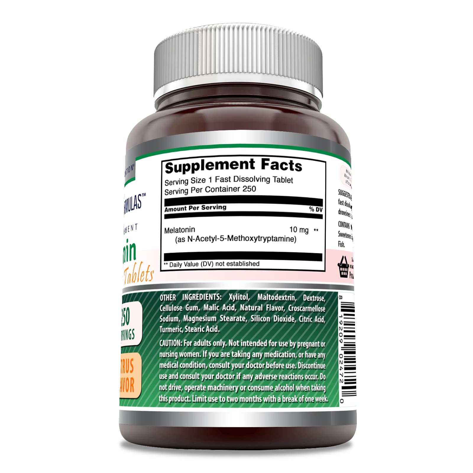 Amazing Nutrition Melatonin 10 Mg Citrus Tablets packaging