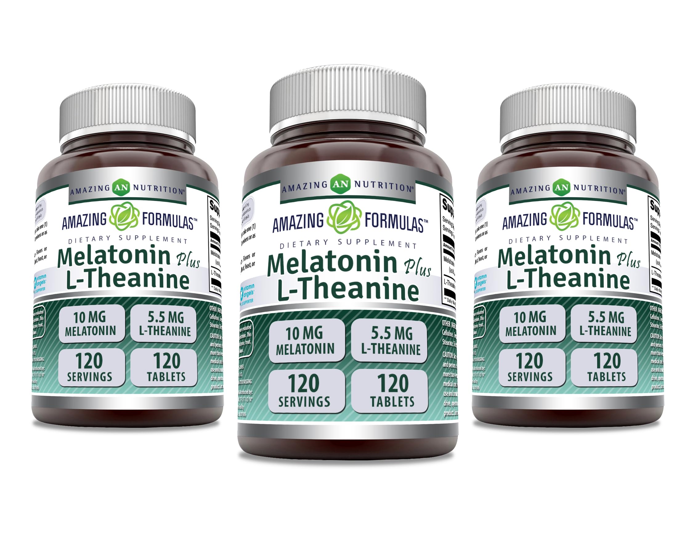 Amazing Nutrition Melatonin 10 Mg + L-Theanine 5.5 Mg Supplement front view