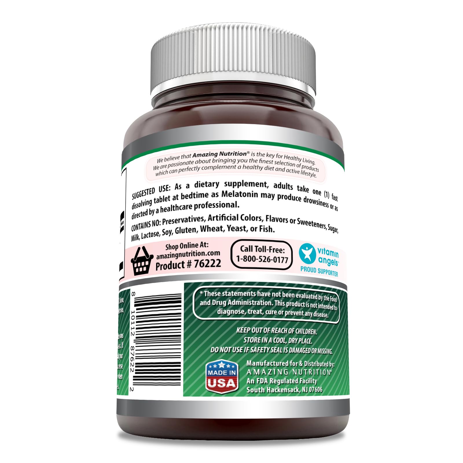 Amazing Nutrition Melatonin 10 Mg packaging with 365 tablets