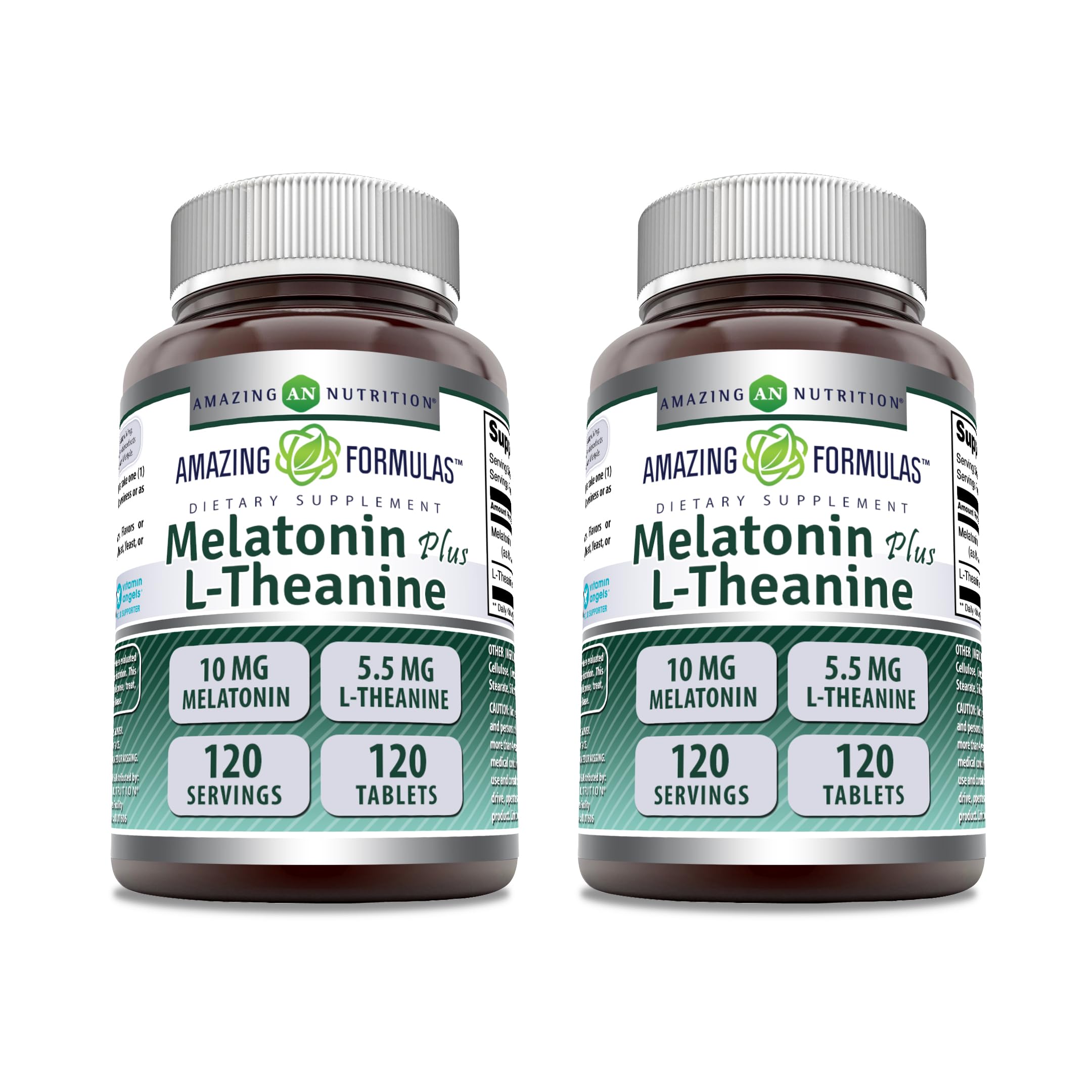 Amazing Nutrition Melatonin 10mg + L-Theanine 5.5mg Supplement tablets front view