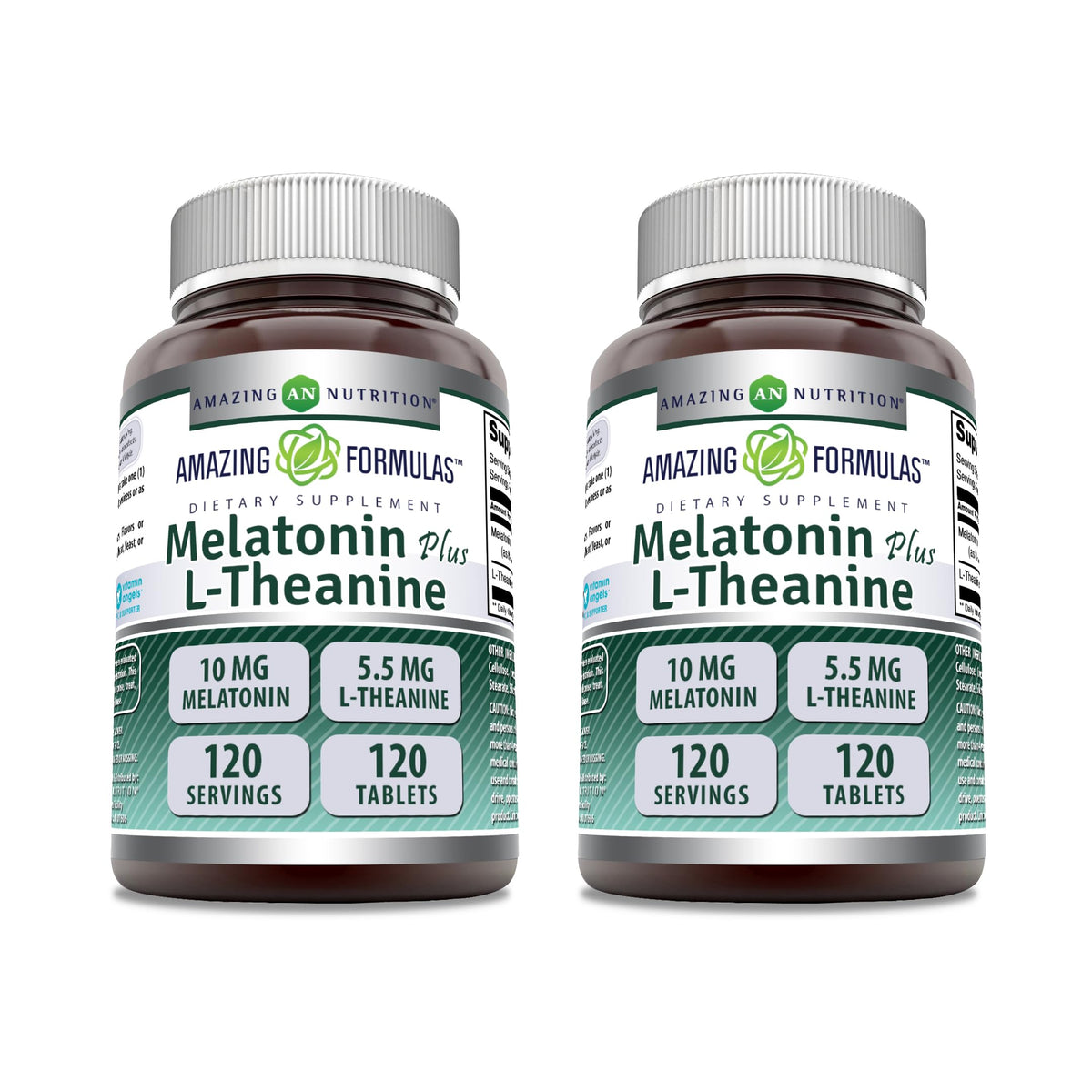 Amazing Nutrition Melatonin 10mg + L-Theanine 5.5mg Supplement tablets front view