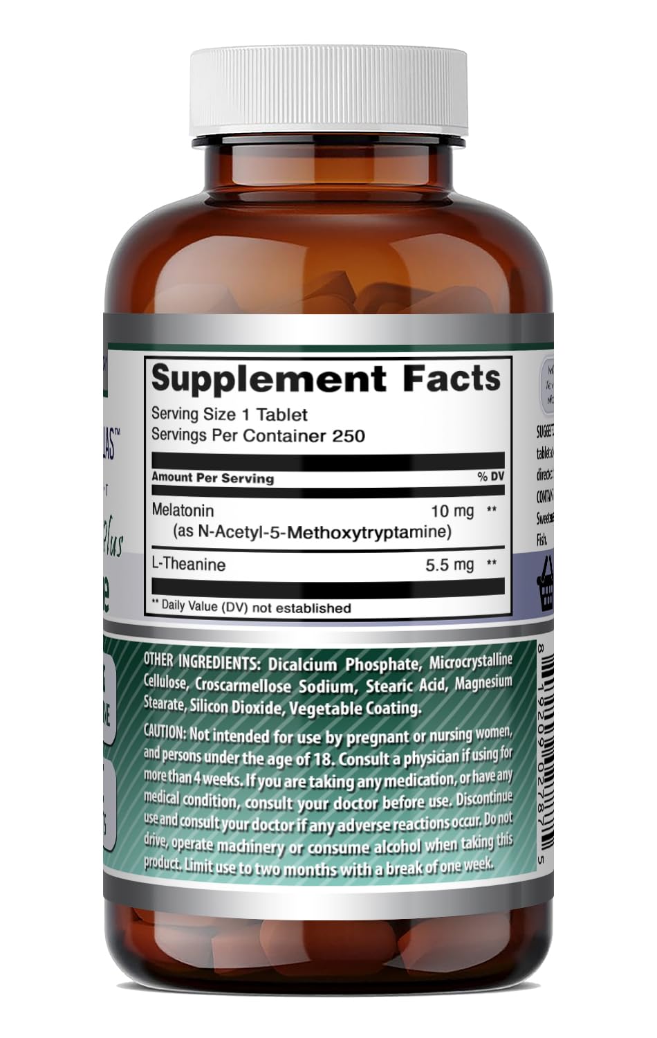 Amazing Nutrition Melatonin 10mg + L-Theanine 5.5mg Supplement with measuring spoon