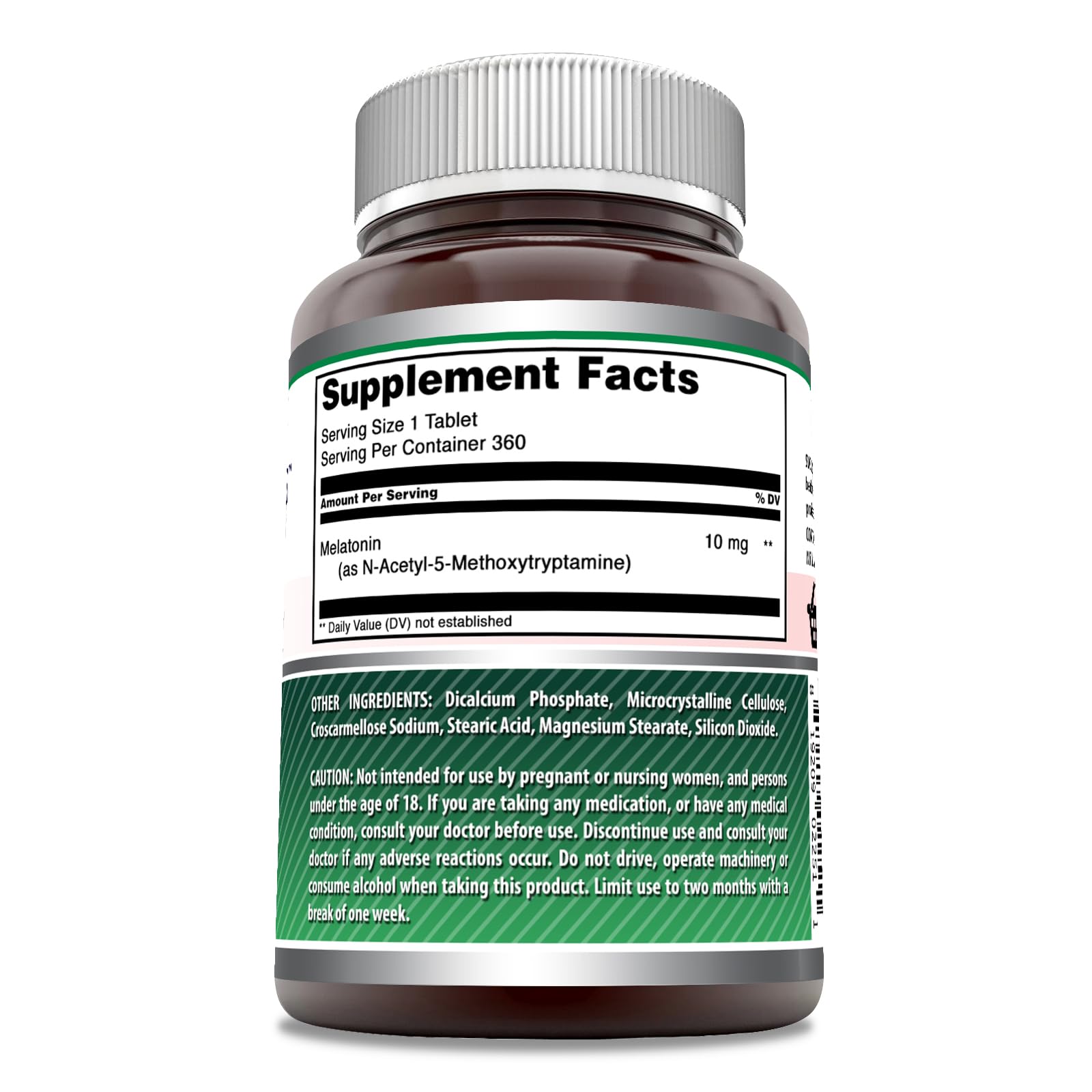 Amazing Nutrition Melatonin 10mg Sleep Supplement bottle side view