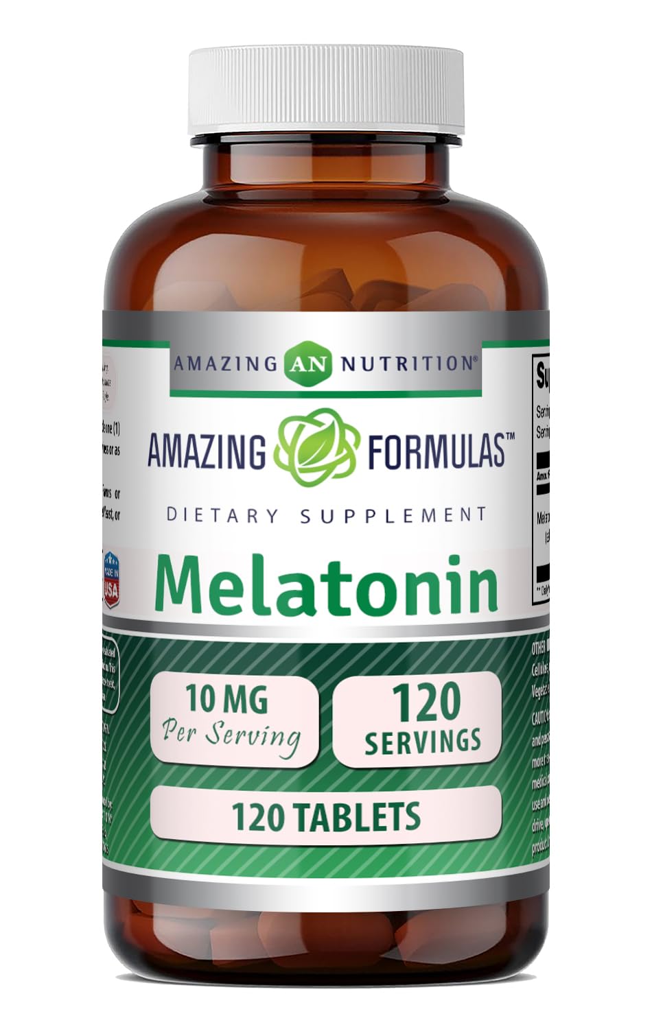 Amazing Nutrition Melatonin 10mg Supplement Tablets front view