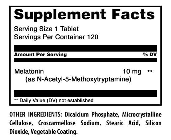 Amazing Nutrition Melatonin 10mg Supplement Tablets side view