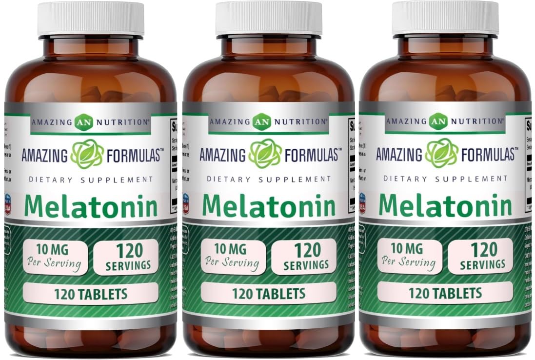 Amazing Nutrition Melatonin 10mg Tablets Pack of 3 - 120 Tablets