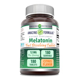 Amazing Nutrition Melatonin 12 Mg Tablets 180 Count Citrus front view