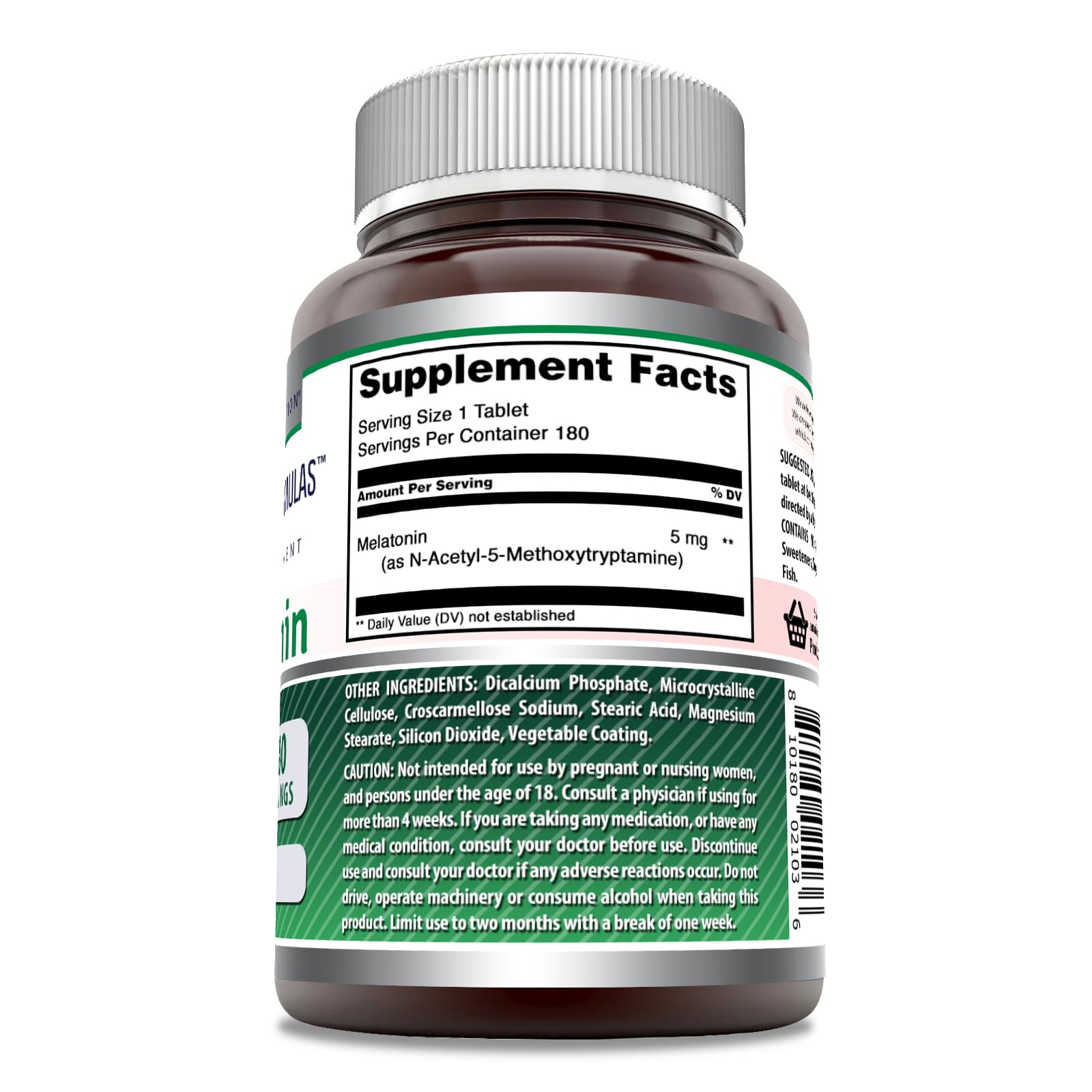 Amazing Nutrition Melatonin 5mg Supplement bottle side view