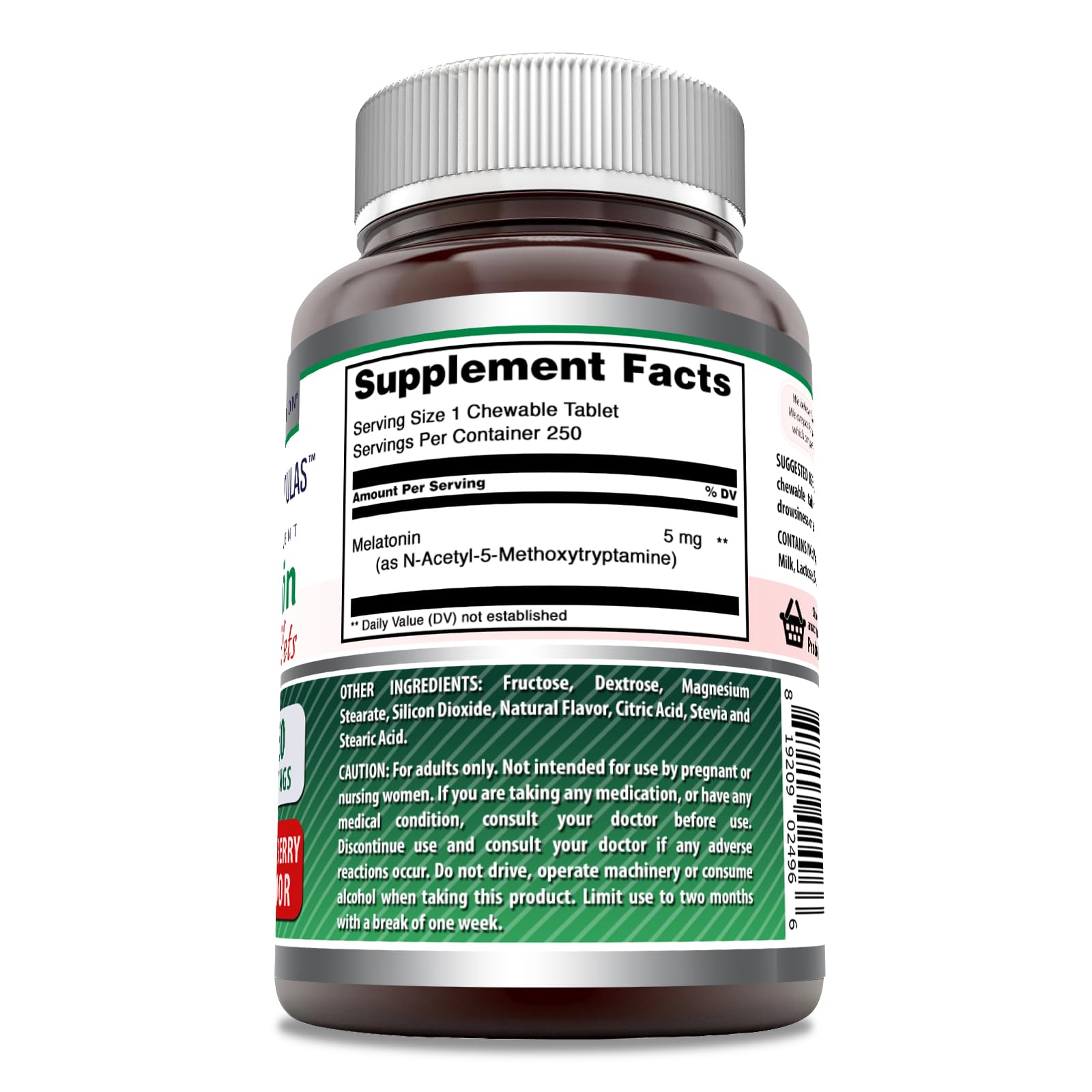 Amazing Nutrition Melatonin Chewable Supplement 5mg 250 Tablets packaging