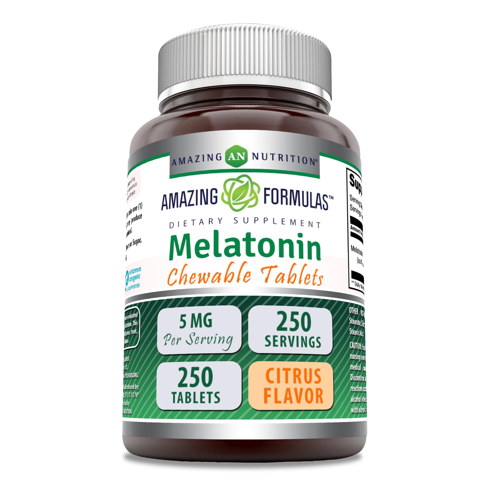 Amazing Nutrition Melatonin Chewable Supplement 5mg Citrus front view
