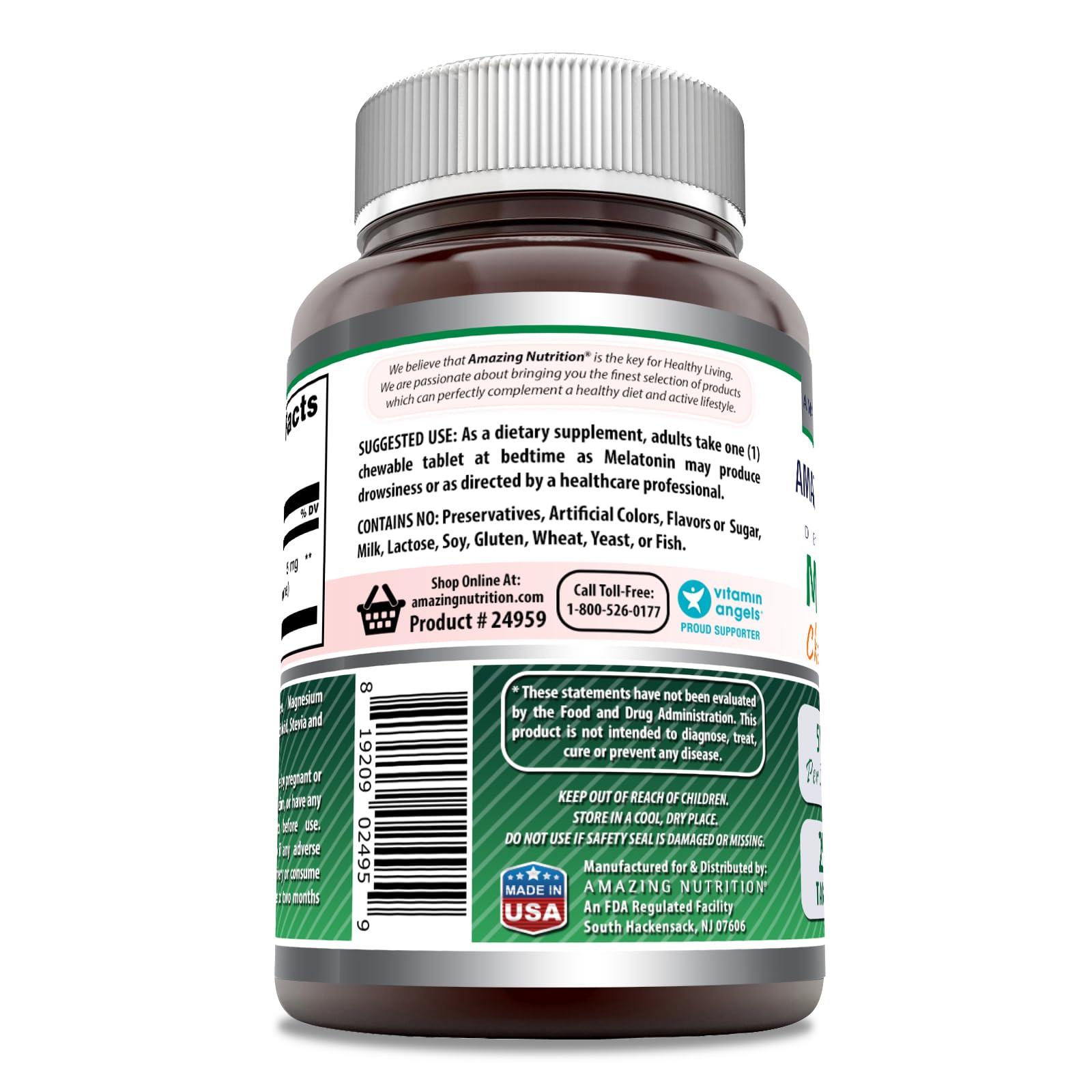 Amazing Nutrition Melatonin Chewable Supplement 5mg Citrus tablets close-up