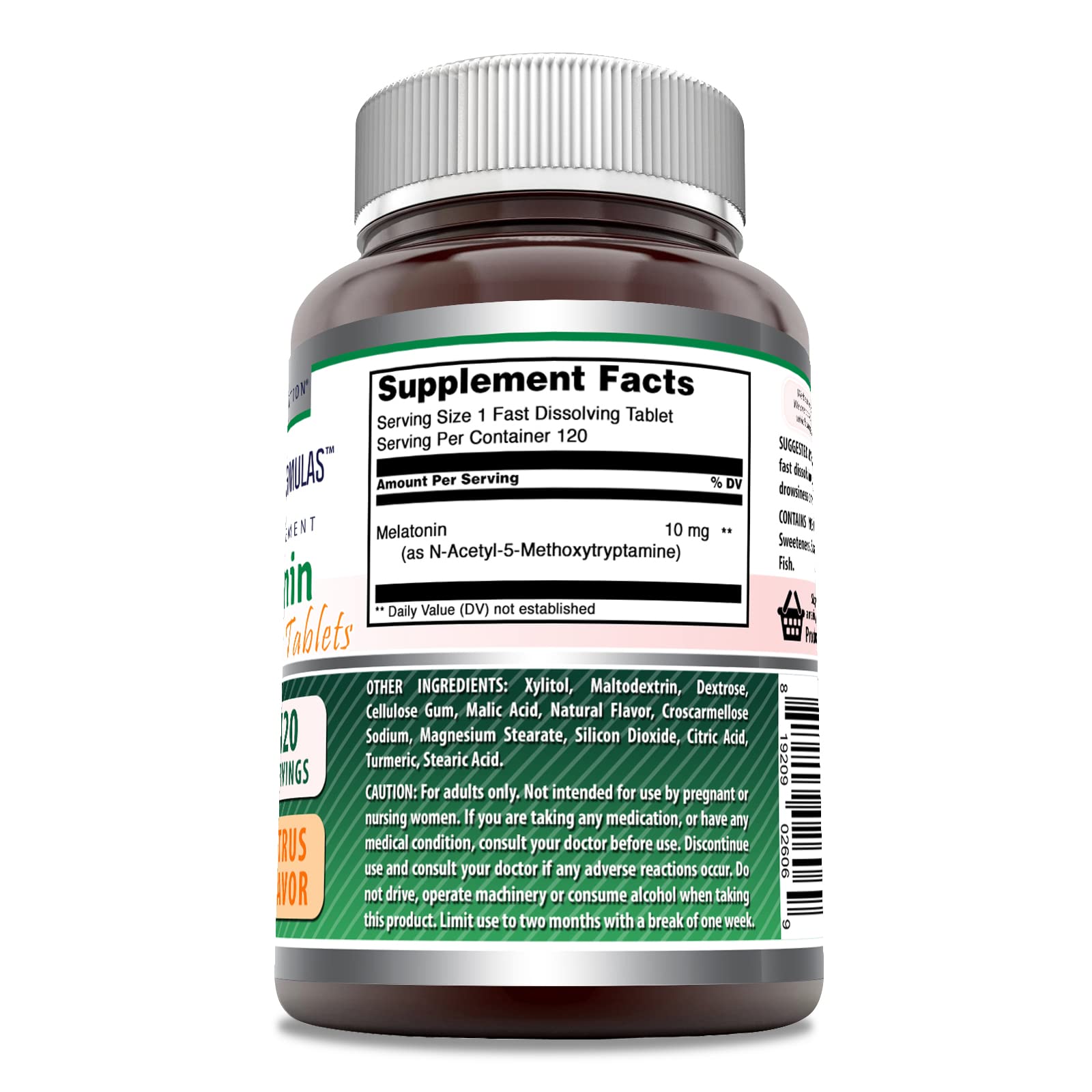 Amazing Nutrition Melatonin Citrus flavour tablet close-up