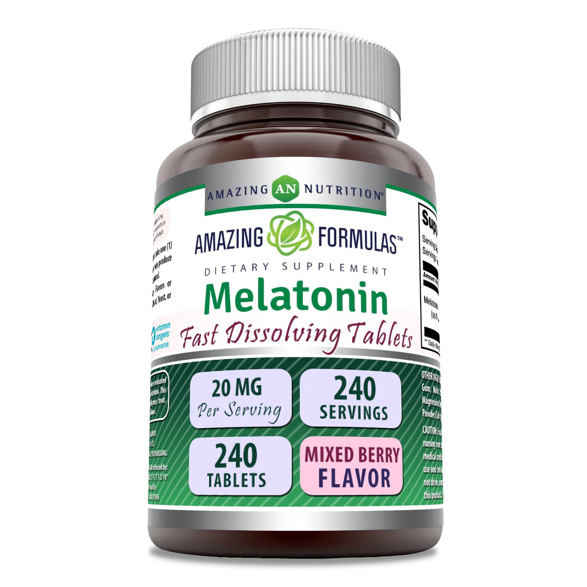 Amazing Nutrition Melatonin Fast Dissolving Supplement 20mg front view