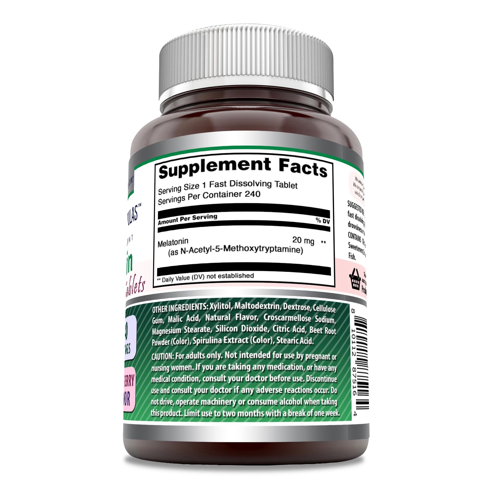 Amazing Nutrition Melatonin Fast Dissolving Supplement 240 tablets side view