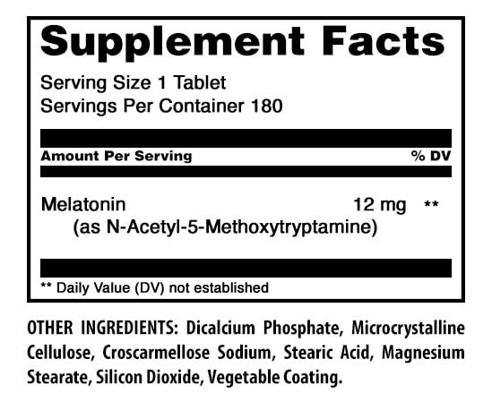 Amazing Nutrition Melatonin Supplement 180 tablets side view