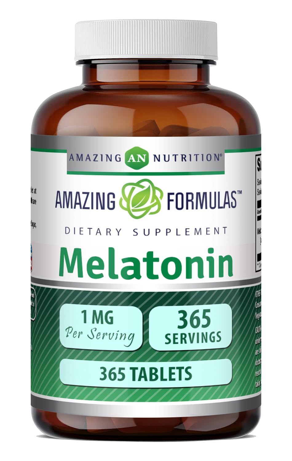 Amazing Nutrition Melatonin Supplement 1mg 365 Tablets front view