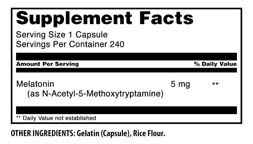 Amazing Nutrition Melatonin Supplement 5mg 240 Capsules side view