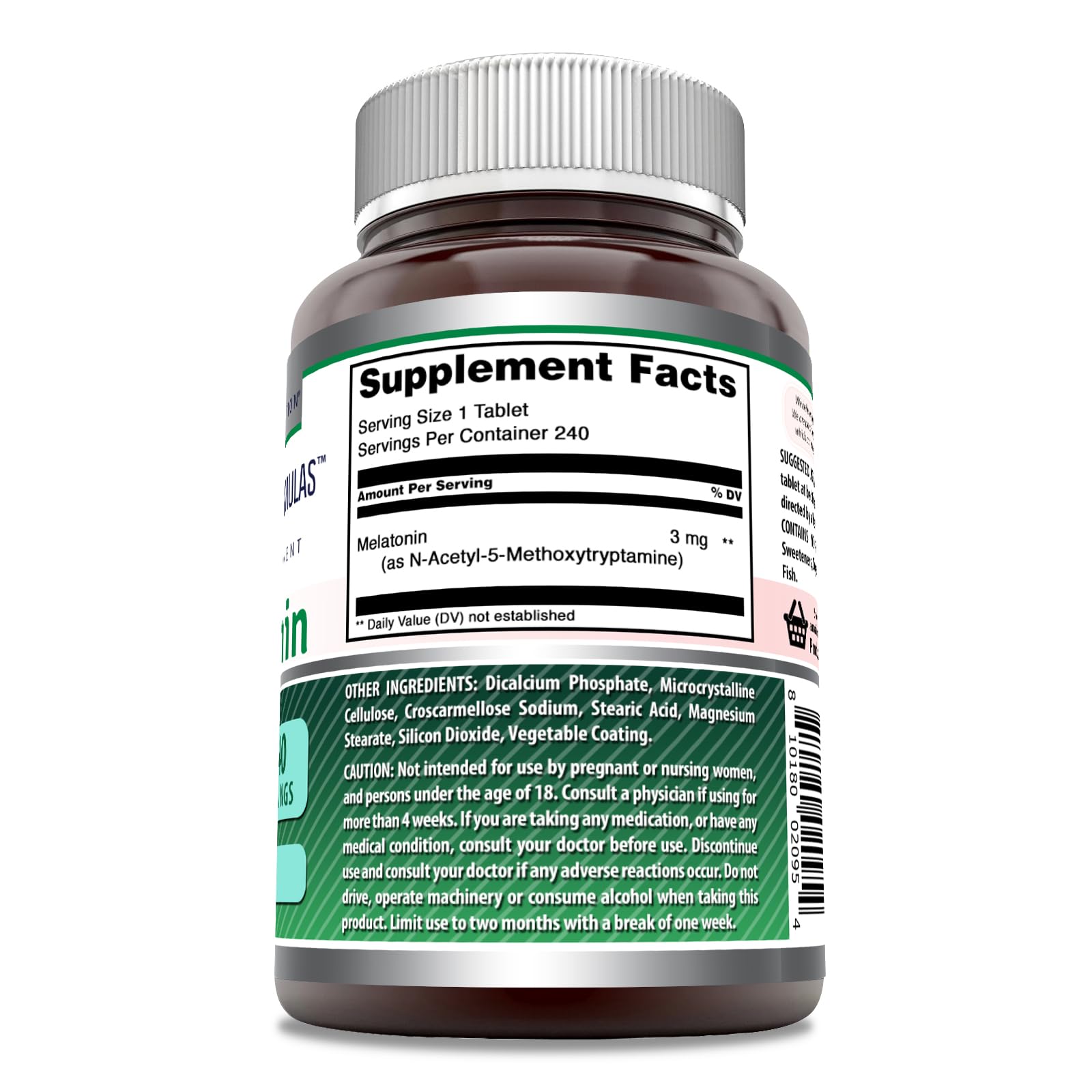Amazing Nutrition Melatonin Supplement bottle side view