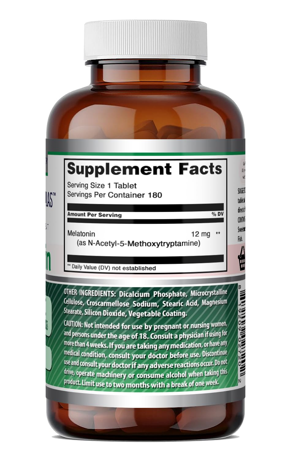 Amazing Nutrition Melatonin Supplement ingredients list on packaging