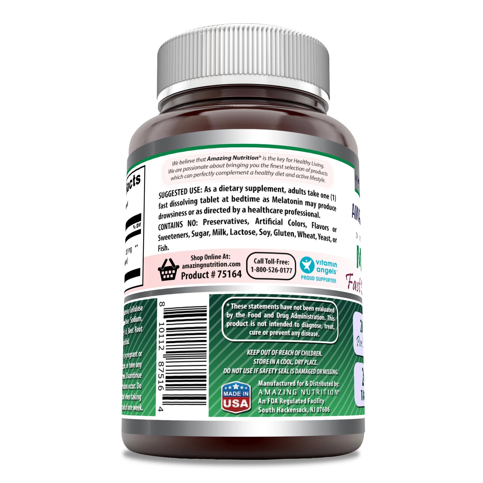 Amazing Nutrition Melatonin supplement packaging with mixed berry flavour