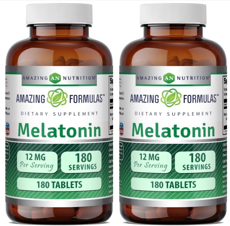 Amazing Nutrition Melatonin Tablets 12 mg front view of packaging
