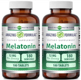 Amazing Nutrition Melatonin Tablets 12 mg front view of packaging