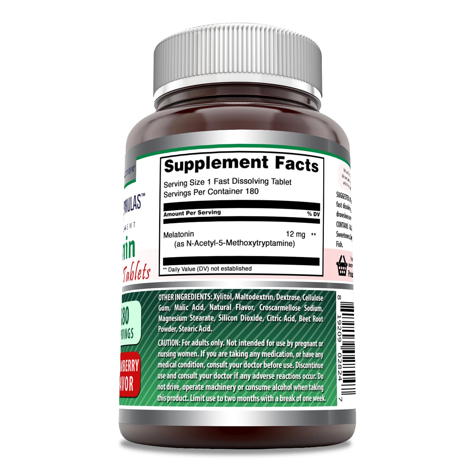 Amazing Nutrition Melatonin Tablets bottle side view