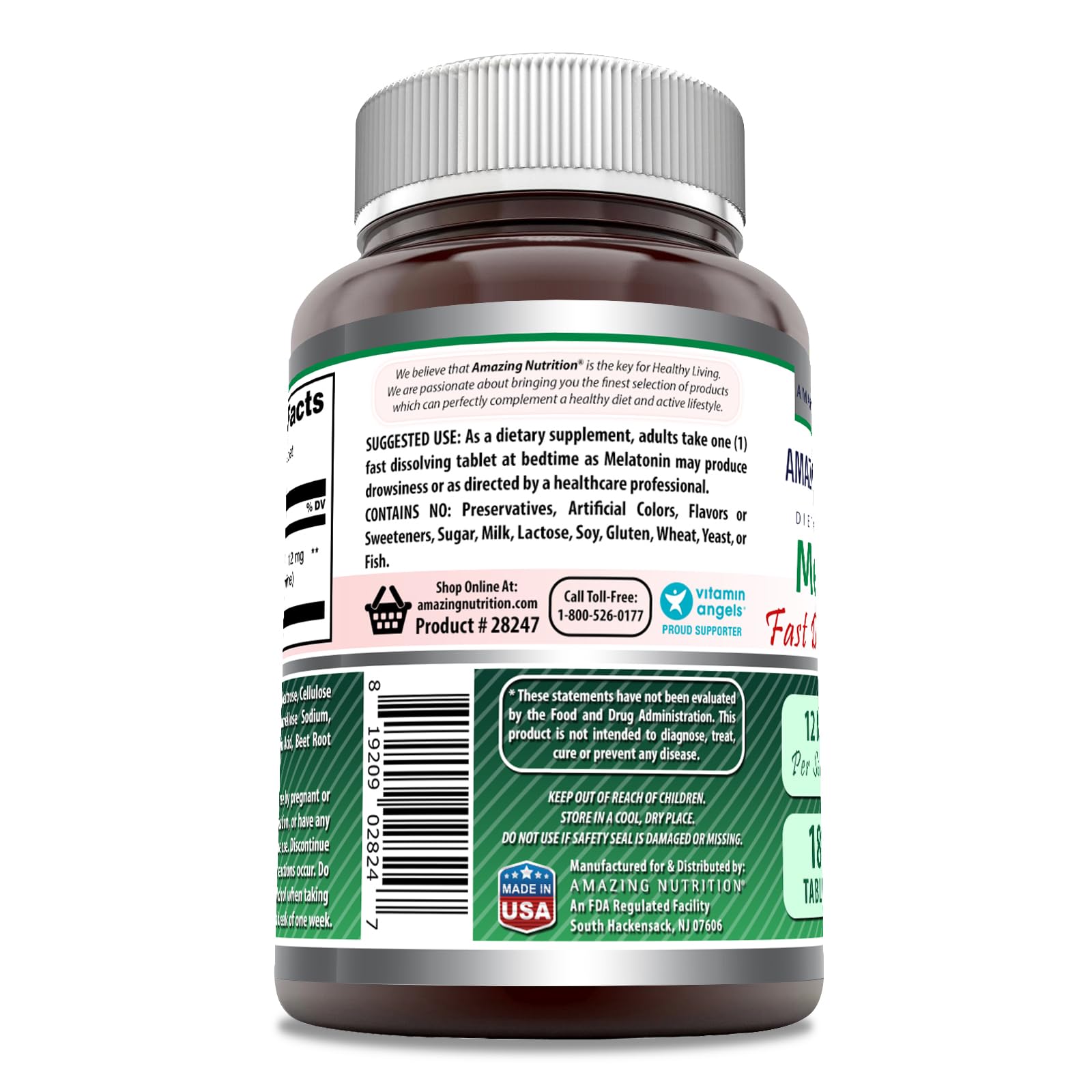 Amazing Nutrition Melatonin Tablets on a wooden table